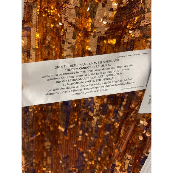 NEW Mac Duggal Copper Sequins One Shoulder Dress  Formal Gown Maxi Dress - Picture 6 of 6